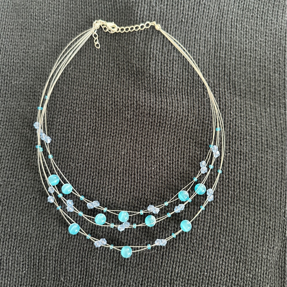 Elegant Blue Beaded Necklace